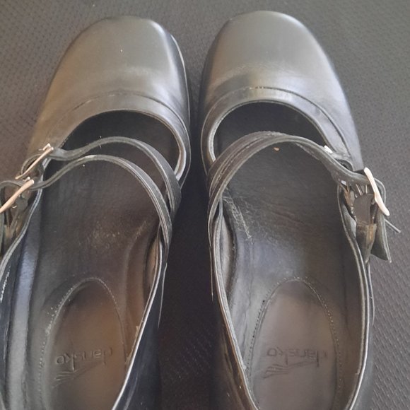 Dansko Black Leather MaryJane Shoes Size 40 (9-9.5) Double Buckle - Picture 2 of 6